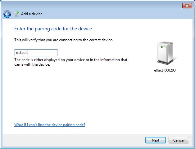 Pairing Bluetooth eXact to Windows