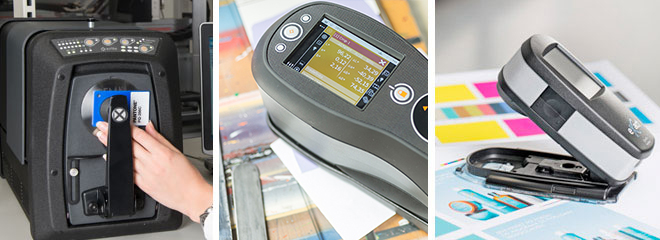 X-Rite Spectrophotometers measuring color.