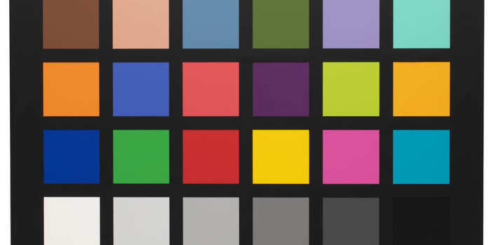 This color chart, ColorChecker Classic, X-Rite, Inc., USA, is used