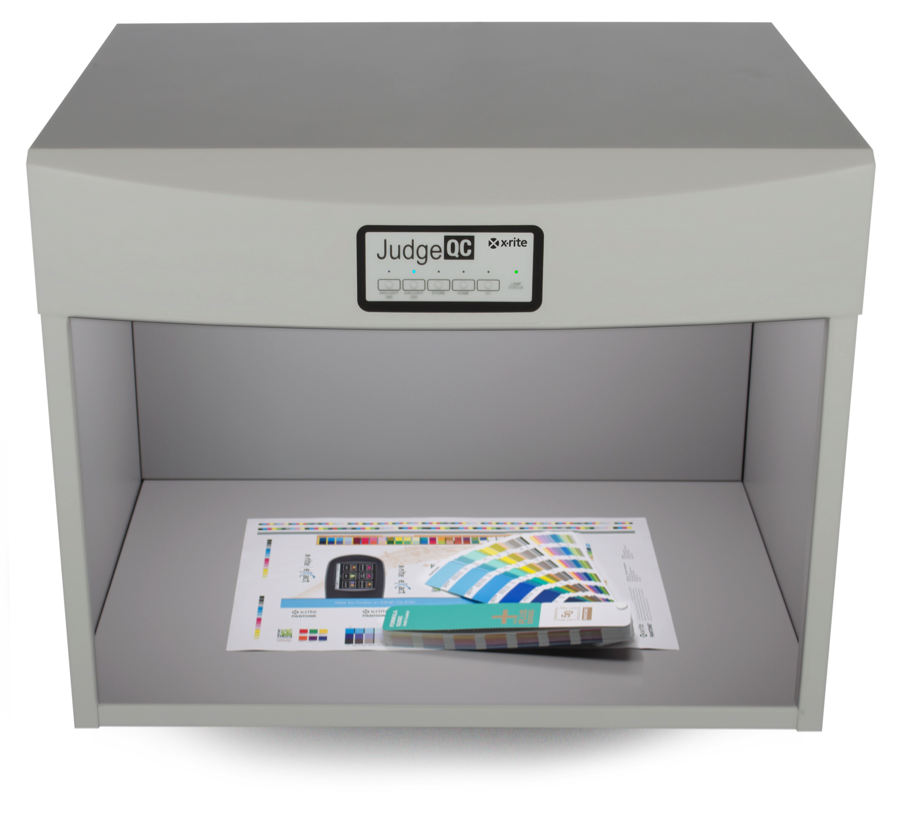 Comparing a sample with a standard in a light booth allows you to view and approve color under consistent, known lighting conditions.