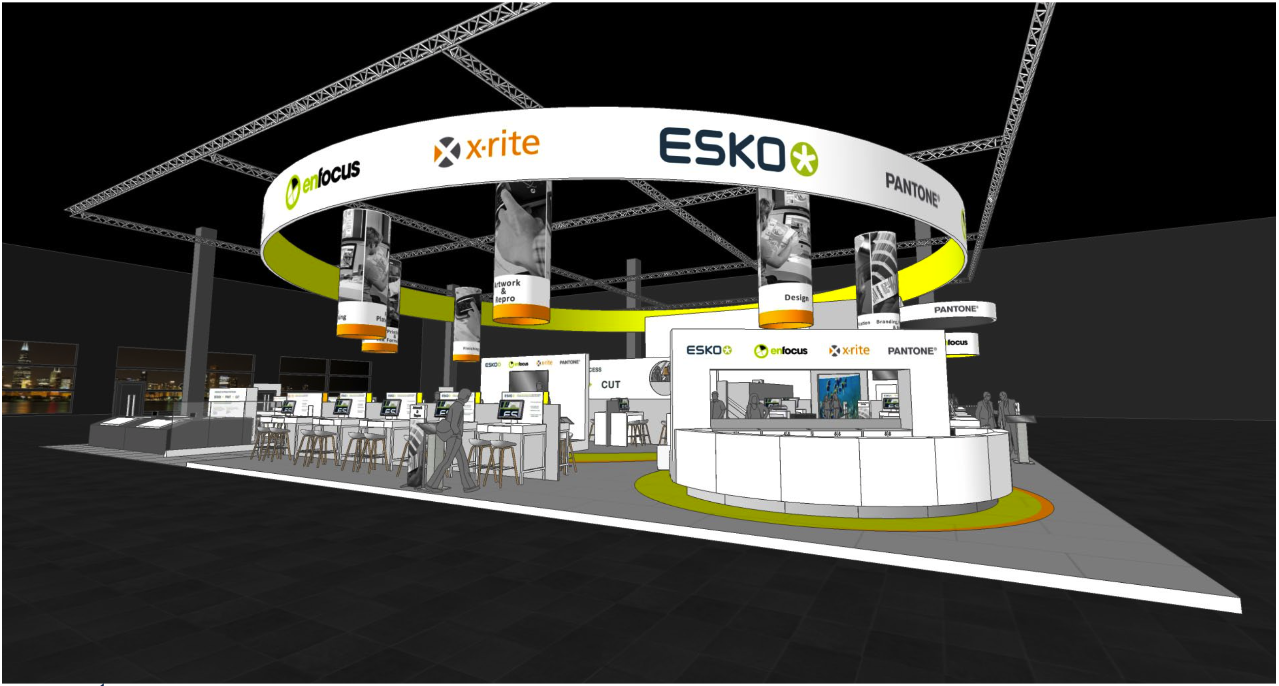 Digital model of X-Rite Pantone’s booth at drupa.