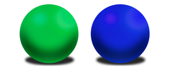 Green and blue balls